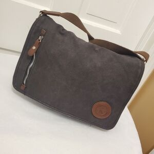 Augur Strauss & Co. Distressed Canvas with leather trim Messenger Bag